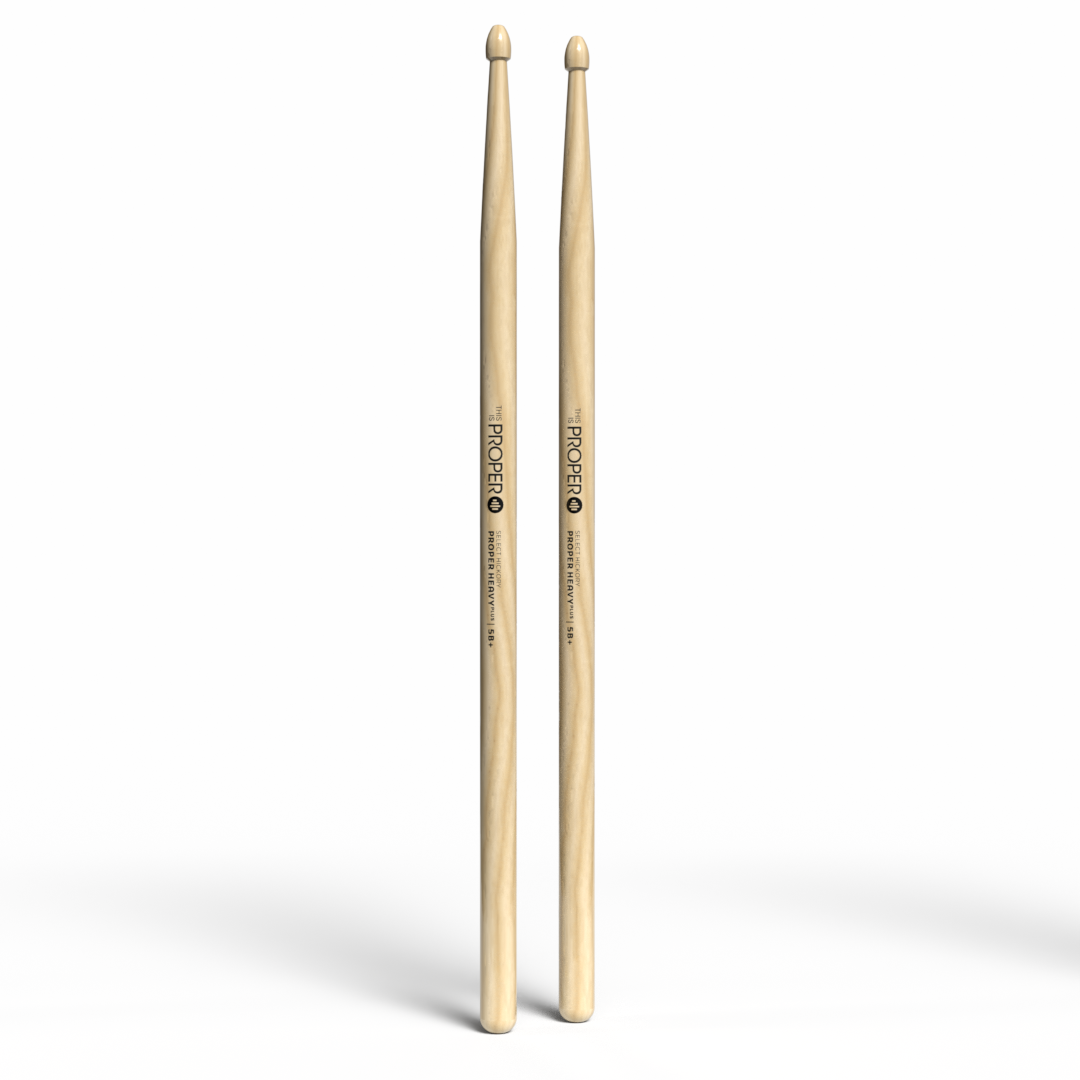 Proper Heavy Plus - 5B+ Hickory sticks, Acorn Wood Tip