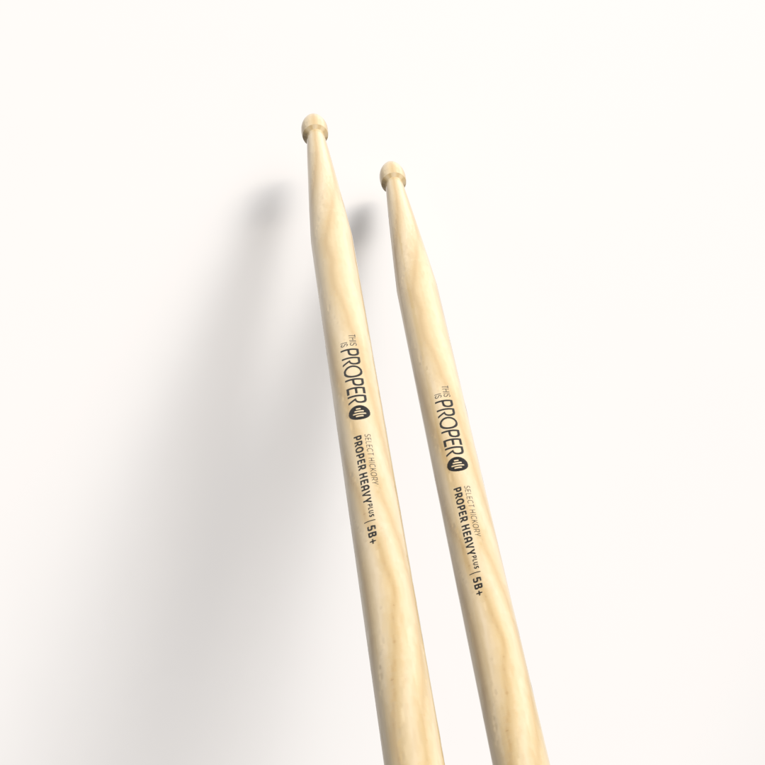 Proper Heavy Plus - 5B+ Hickory sticks, Acorn Wood Tip