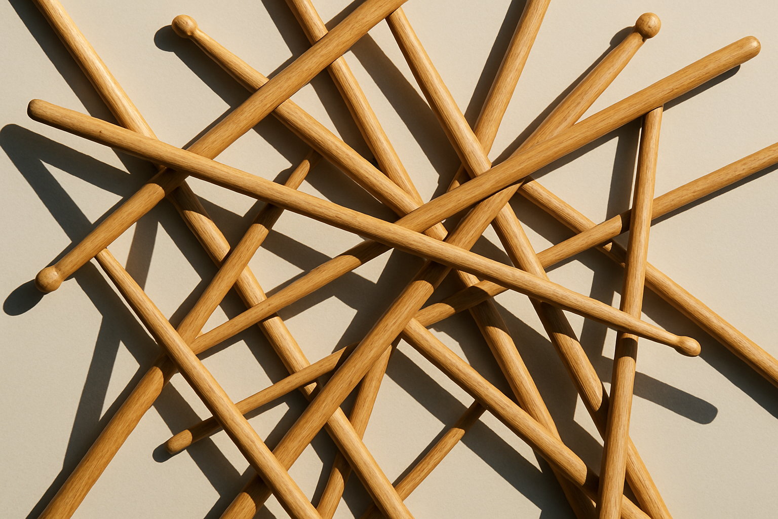 Drum sticks in an abstract layout 